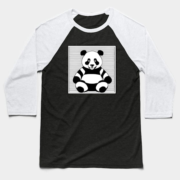 Panda in a Stripes Pullover Baseball T-Shirt by Kingrocker Clothing